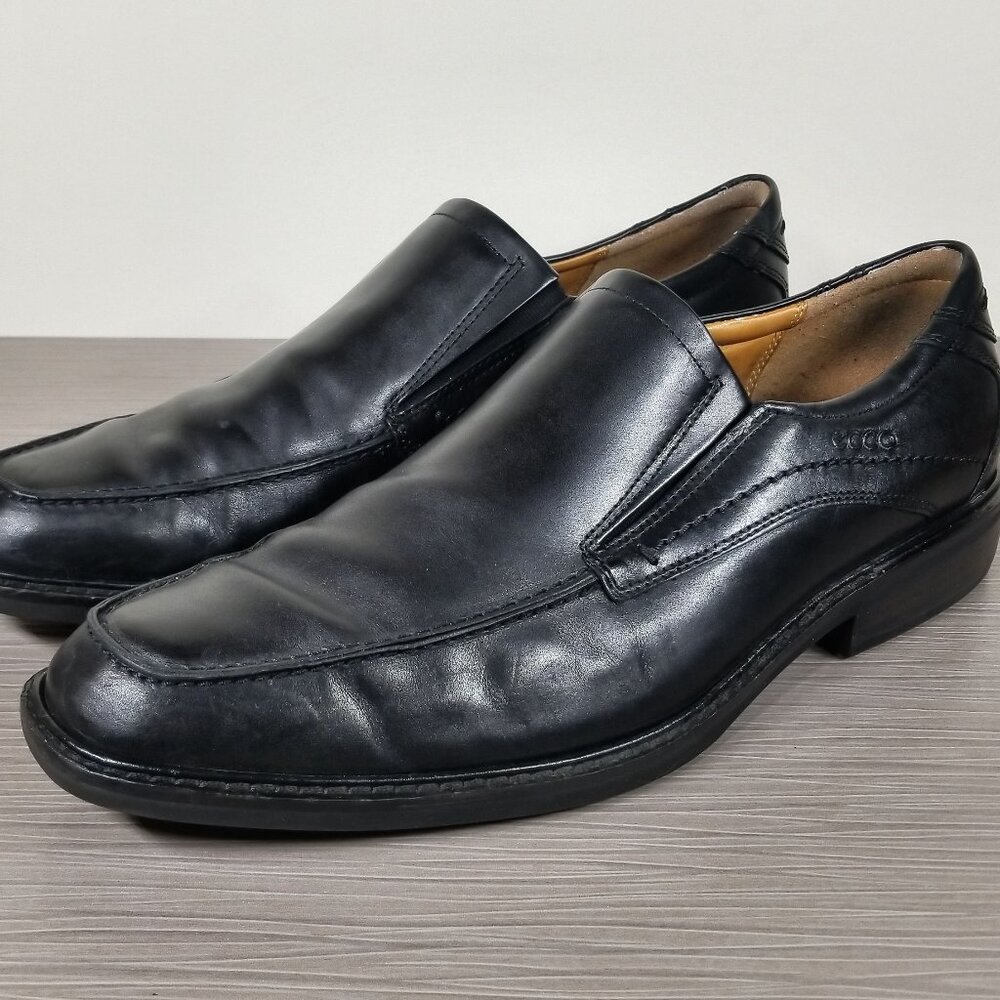 ECCO Windsor Apron Toe Slip-On, Black Leather, Mens Size 12-12.5 M / 46